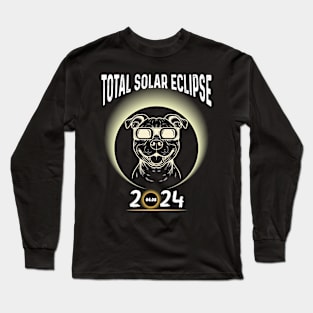 Solar Eclipse 2024 Shirt Total Eclipse April 8th 2024 Dog Long Sleeve T-Shirt